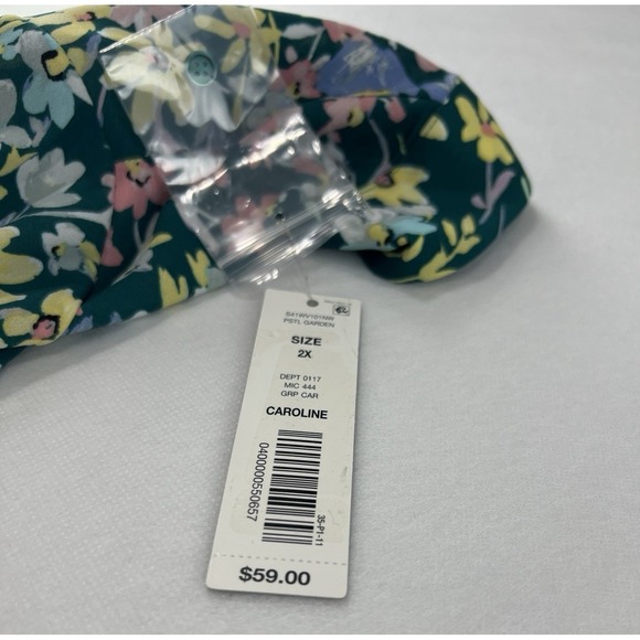 Investments Woman Tunic Plus Size 2X Blouse Shirt 3/4 Sleeve Caroline Green B35 - Picture 4 of 16